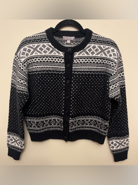 J. Crew Sweaters - NWT $178 J. Crew Fair Isle Cardigan 100% Lambs Wool Women's Size XS Black Ivory